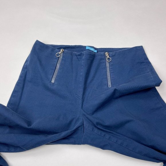 J Mclaughlin Zipper Pants Flat‎ Front Stretch Cotton Straight Leg Blue Women 6 - Picture 5 of 11